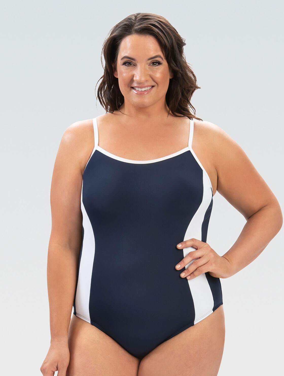 Dolfin Navy Aquashape Straight Back Moderate Lap Suit One Piece MI Sports